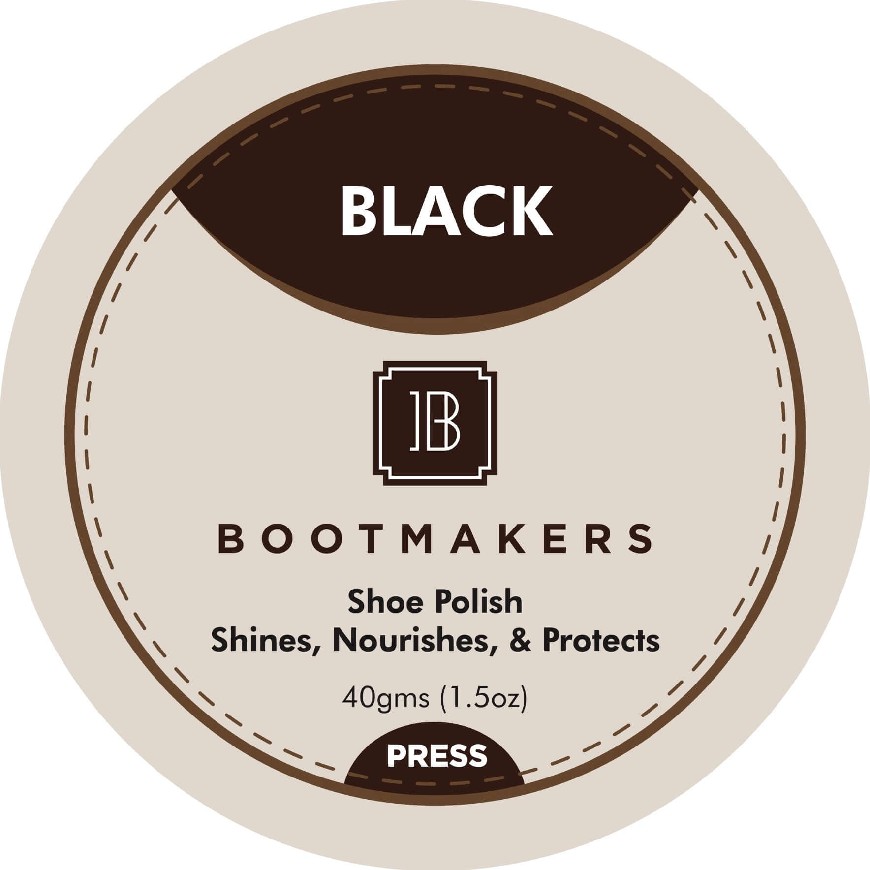 Bootmakers shoe polish in Black, 40g, shines, nourishes, and protects dress shoes.